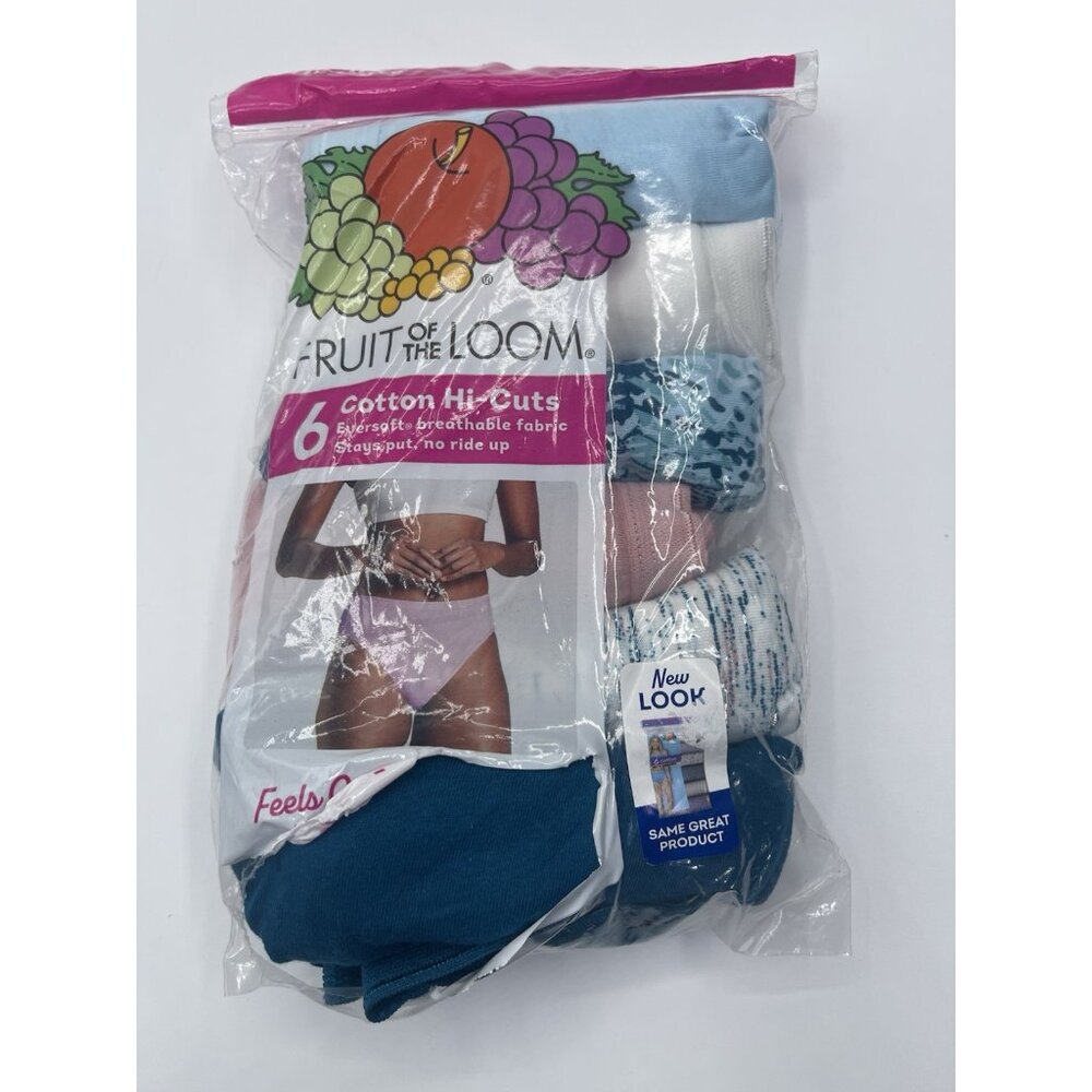 Fruit Of The Loom Panties Women’s Size Medium Cotton Hi‎ Cuts Underwear 6 Pack
